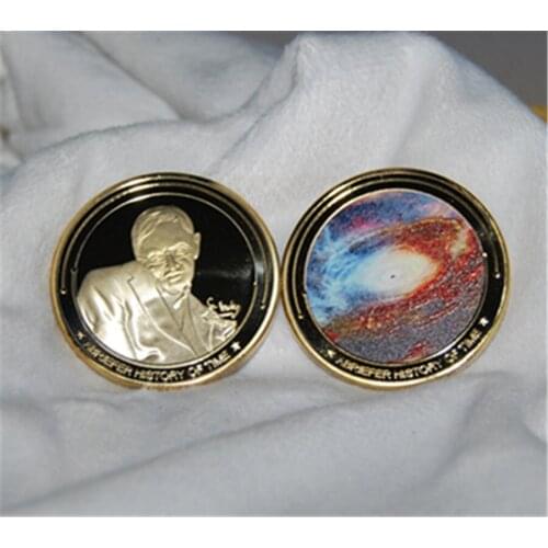 DHL Free shipping 50pcs/lot,British The Famous Physicist And Cosmologist Stephen William Hawking Gold-plated Head Portrait Coin