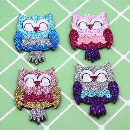 Glitter Paillette colorful Owl Pads Patches Appliques for Craft Clothes Sewing Supplies