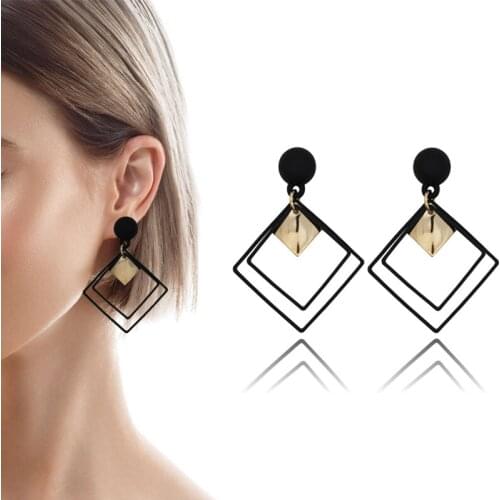 Bohemian Diamond Shape Dangle Earrings For Women Girls Boho Elegant Geometric Earrings Wedding Party Fashion Jewelry Gifts