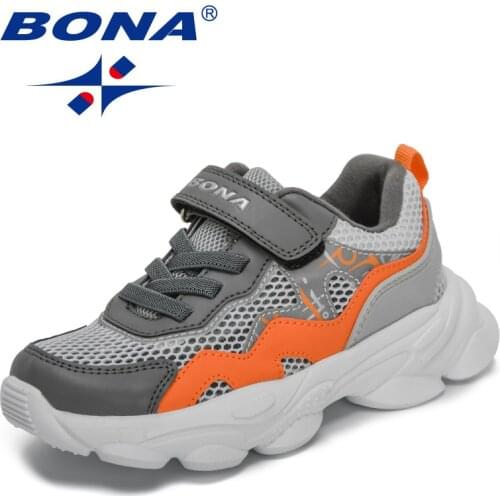 BONA 2021 New Designers Lightweight Casual Shoes Children Breathable Mesh Shoes Kids Non-slip Walking Shoes Sneakers Zapatillas