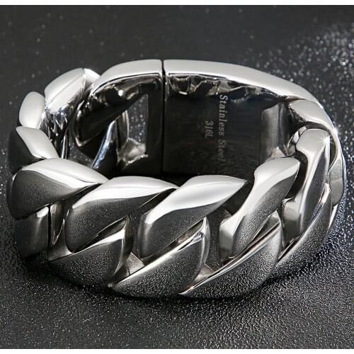 Heavy 31MM Wide Bracelet Men Metal Hiphop Massive Stainless Steel Jewelry Friendship Mens Bracelets Bangles On Hand Thick Chain