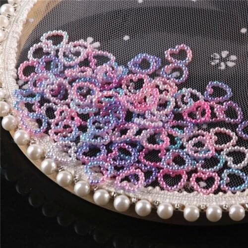 50pcs Mermaid color hollow love flower-like pearls, mobile phone shell accessories DIY, handmade hair accessories