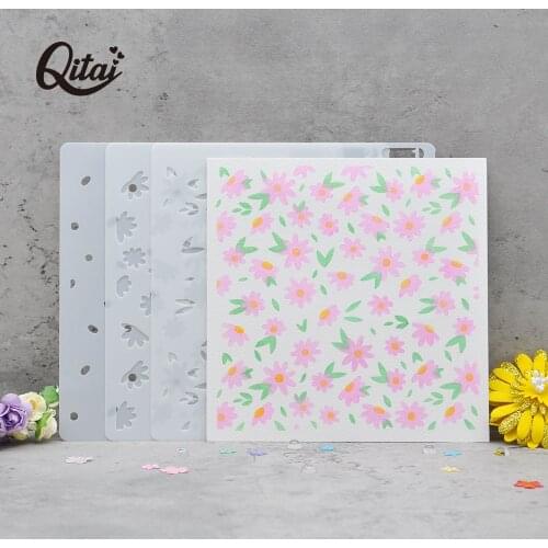 QITAI 3PCS/SET Flower Background Layering Stencil For Scrapbooking Decorative Embossing DIY Paper Card Cutting Dies