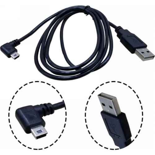 1PC USB 2.0 A Male Plug to Mini 5 Pin Left Angled 90 Degree Plug Data Cable Cord 1.5M/5FT 3M/10FT Black