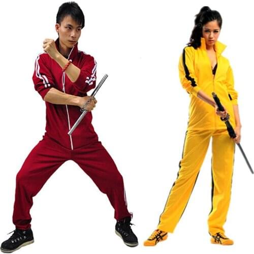 Bruce Lee Classic Yellow Red Kung Fu Uniforms Man Chinese Cosplay Costume Game of Death Tracksuit Jeet Kune Do Training Sets