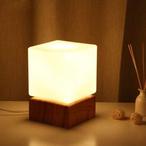 Loft Edison Industrial Vintage Style Square Wooden&Glass Desk Lamp Talbe Light Bedroom Cafe Bar Club Coffee Shop Decoration