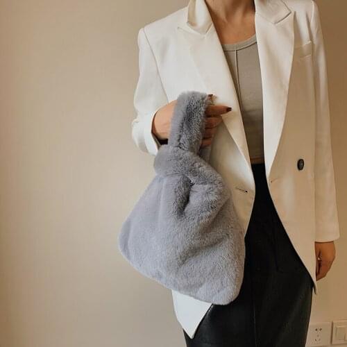 Furry Bags Plush Tote Bag Soft Fluffy Bags NEW Winter Bags For Women 2020 Luxury Handbags Comfortable Women Bags Faux Fur Bags