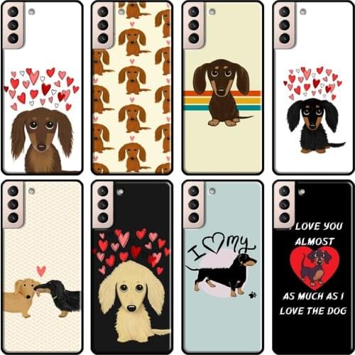 Cartoon Dachshund Sausage Dog Soft Cover For Samsung Galaxy S20 FE S8 S9 S10 Plus Note 10 Note 20 S21 Ultra Back Case