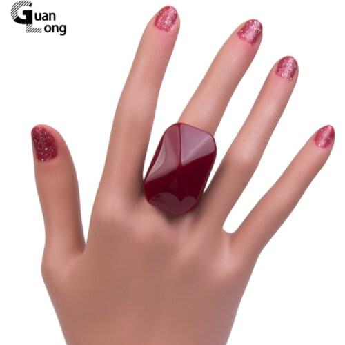 GuanLong New Arrival Fashion Big Resin Rings For Women Design Acrylic Wedding Ring Unique Punk Style Party Jewelry Free Shipping