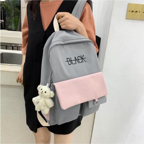 New Fashion Backpack Women Preppy Style Campus School Bag for Teenage Girls Bear Decoration Lovely Backpack Book Bag Travel Sac