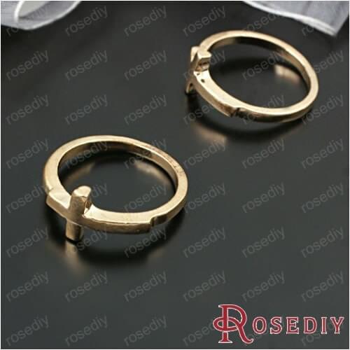 Wholesale Inner Diameter 17mm Rose Gold color Cross Alloy Rings Diy Jewelry Findings Accessories 10 Pieces(JM6432)