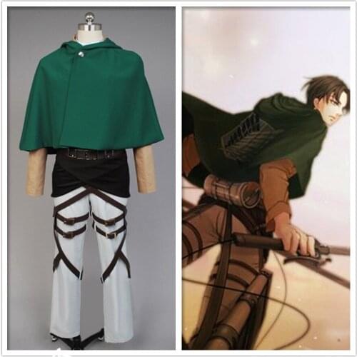 Full set Attack on Titan Shingeki no Kyojin Levi Rivaille Scouting Legion Cosplay Costume with Cloak