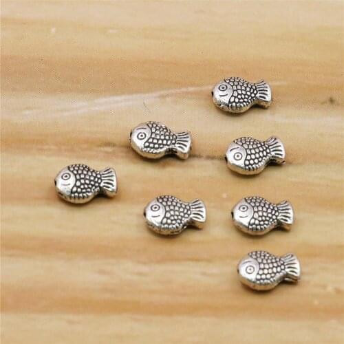 10PCS Alloy Fish Spacers Hardware Fittings Accessory Silver-plate DIY Loose Beads Hand Maded Necklace Bracelet Women Jewelry
