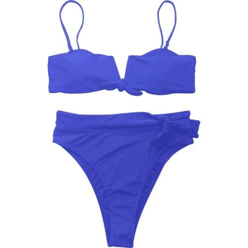 Sexy Bikinis Solid Push Up Bikini Padded Bra Straps High Waisted Swimsuit Female Swimwear Womens Biquini Купальник Женский