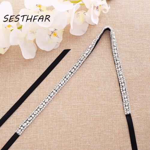 Silver Crystal Wedding Belt With Pearls Rhinestones Ribbons Bridal Belt Sash For Wedding Dress J170S