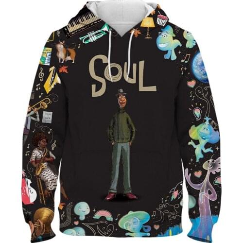 Pixar Soul 3D Print Hoodies Men Women Children Sweatshirts Fashion Long Sleeve Cartoon Anime Pullover Boy Girl Kids Top Clothing