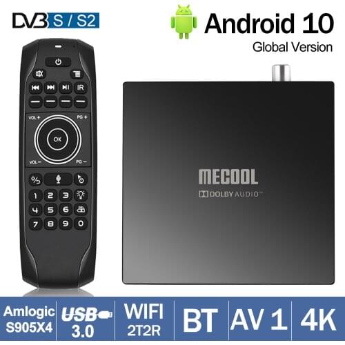 MECOOLl KT1 S2 Android 10 TV Box S905X4-B Quad Core High Performance Media Player T2 DVB S/S2 USB 3.0 BT 2G 16G AV1 Android Box