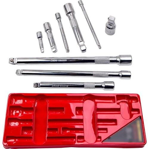 9PC Drive Car Wobble Socket Extension Bar Timing Tools Kit Box 1/4" 3/8" 1/2"