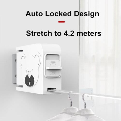 4.2M Retractable Rope Wall Mount Clothes Drying Rack Indoor Outdoor Clothesline Space Saving No Drilling Organizer Clothes Rack