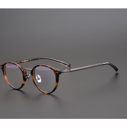 Japanese Exquisite High Quality Acetate Glasses Frame Men Retro Round Eyeglasses Women Oculos Personality Design Medium Size