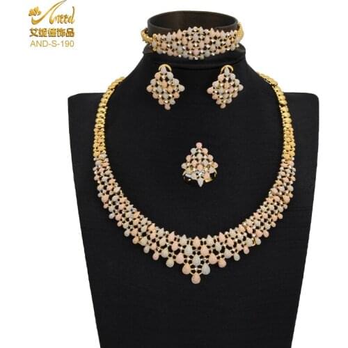ANIID Necklace Jewelery Set 24KGold African Beads Arab Jewelries Brazilian Bridal Ring Earrings Dubai Ethiopian Mothers Luxury