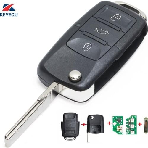 KEYECU Replacement Flip Remote Car Key Fob 434MHz ID48 for VW Volkswagen Fox Gol Sharan Saveiro 2010+ 6QE 959 753
