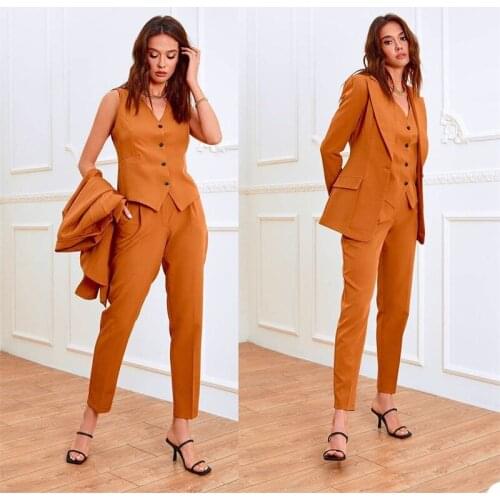 3 Piece Women Suits Custom Made Suits For Girl Fashion Formal High Quality Cotton Lady Office Suits Fit Slim