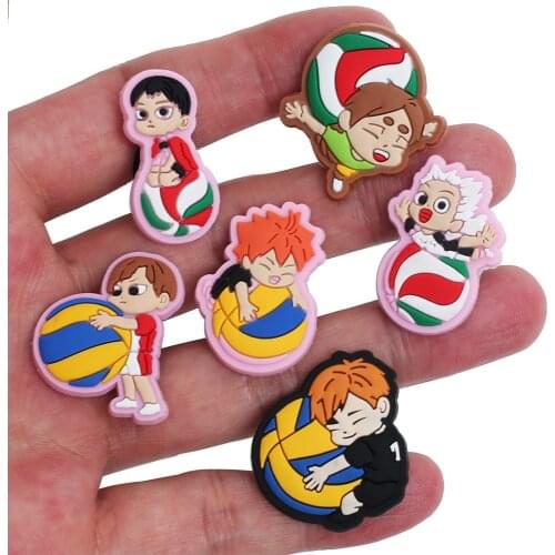 1pcs Japanese Manga Shoe Charms Hot Anime Volleyball children PVC Shoe Accessories Decoration Fit Croc Jibz Party Kids Gifts