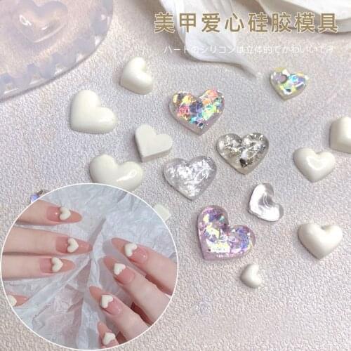 2 pcs Hot Reusable Acrylic Silicone Nail Art Mold Template Love Heart Nail Art Relief Maker Soft Mold Nail Art Tool