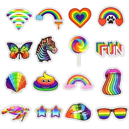 50Pcs /Pack waterproof Rainbow Graffiti Stickers For Refrigerator Laptop Skateboard Motorcycle Luggage House Decoration Stickers