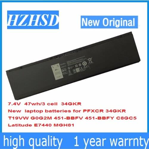 7.4v 47wh/3cell New Original 34GKR laptop battery for DELL PFXCR T19VW G0G2M 451-BBFV 451-BBFY C8GC5 Latitude E7440 MGH81