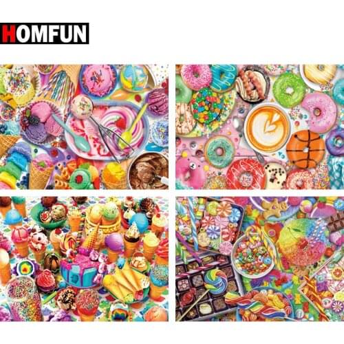 HOMFUN Diamond Painting Full Square/Round Drill 5D DIY "ice cream donuts" Daimond Embroidery Rhinestone Cross Stitch Home Decor