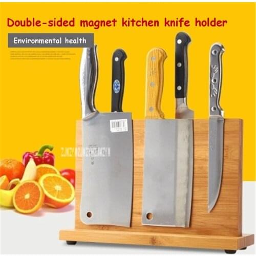 High Quality Multi-function Household Kitchen Knife Holder Kitchen Supplies Bamboo Magnetic Knife Holder Bar Storage Knife Stand