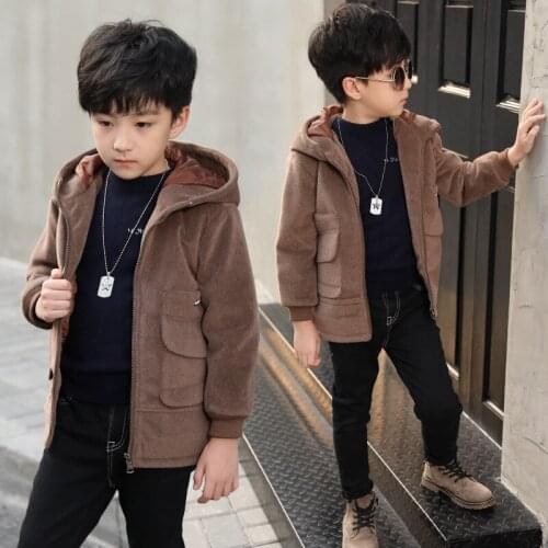 Kids Boys Coat Autumn and Winter New Korean Children Thick Cashmere Coat