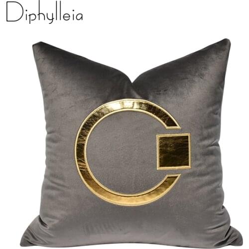 Diphylleia Upscale Cushion Cover Modern Simple Gold Silver Patch Embroidery Square Pillowcase For Home Decoration 45X45cm