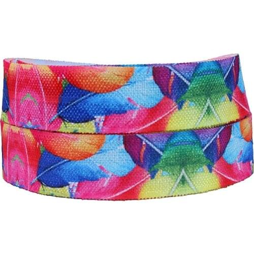 FLRA FOE(50yards/lot) Heat transfer printed Christmas rainbow fold over elastic