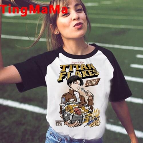 Japanese Anime Attack on Titan T Shirt Women Kawaii Harajuku Cartoon Titans Attack Unisex Shingeki No Kyojin Graphic Tees Female