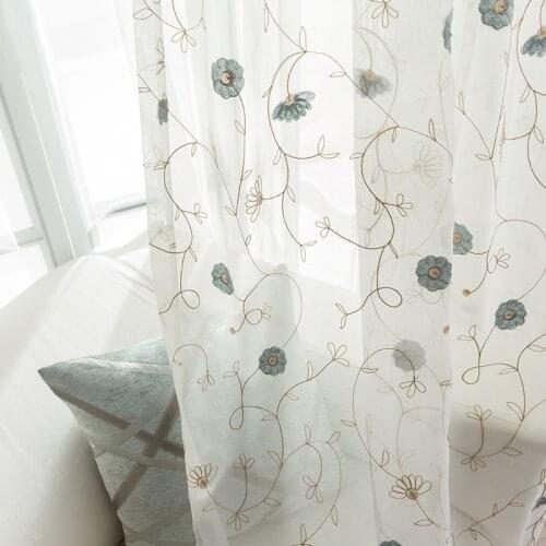 Pastoral Cotton Curtains for Living Dining Room Bedroom and Linen Fresh Embroidered Warm Literary Embroidery Floral Curtains