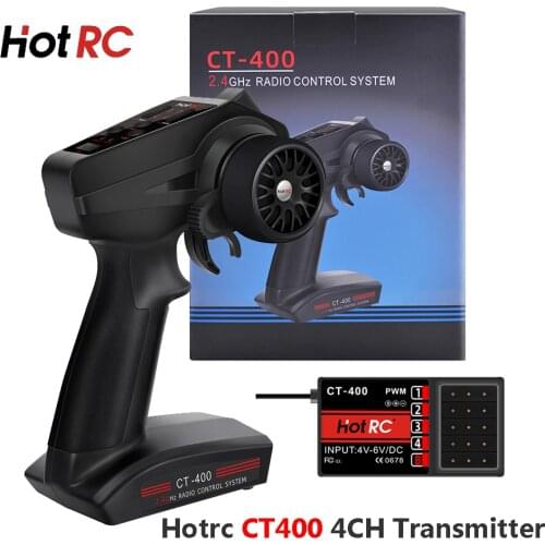 HotRC CT400 CT-600 2.4GHz 4CH FHSS One-handed Control Radio Transmitter for RC Car Boat Tank Racer Drone Quadcopter Accessories