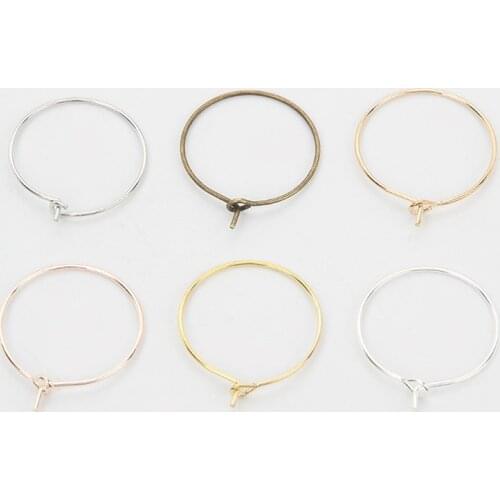 Fashion 50pcs 6 Colors Plated Gold Round Ear Rings Earring Big Circle Ear Wire Hoops For Jewelry Making DIY Accessories 20-40mm