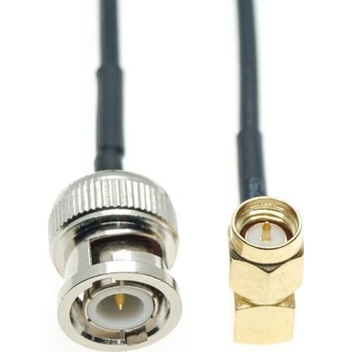 SMA male right angle to BNC female jack connector jumper pigtail RG174 cable