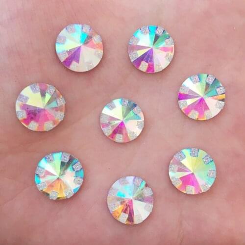 White Shiny 120pcs AB Resin 12mm Round Flatback Rhinestone Scrapbook Wedding DIY Ornaments Applique Crafts