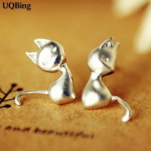 Hot Sell Fashion Silver Color Stud Cat Earrings Wholesale Jewelry Pendientes Brincos Fashion Jewelry