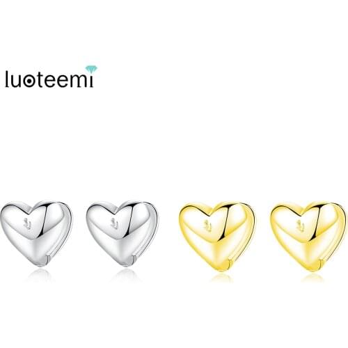 LUOTEEMI Design Small Heart Stud Earrings for Women Wedding Party Exquisite Handmade Sweet Female Aretes De Mujer Christmas Gift