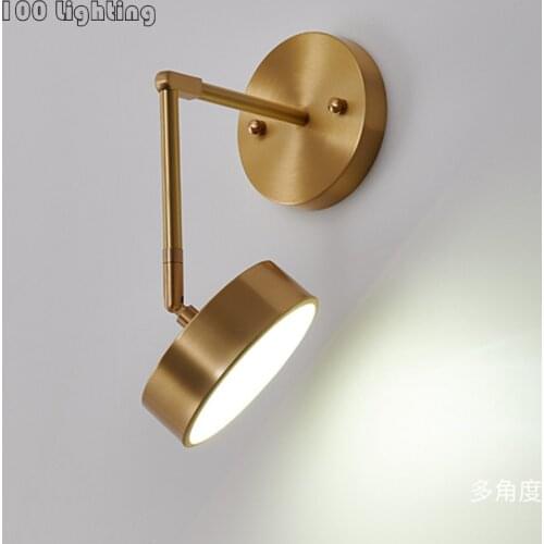 Copper LED Wall Lights Joint Adjustable Bedside Living Room Wall Sconce Surface Mount Nordic Lighting Fixtures