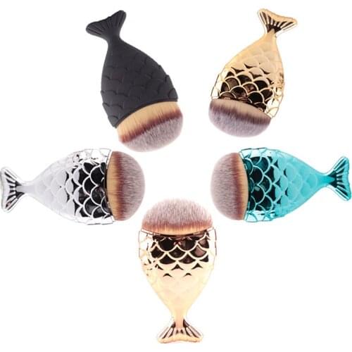 5 colors Mermaid oval brushes Mermaid Foundation Brush Gold Mermaid Makeup Brushes Set Beauty Cosmetics Blush Powder