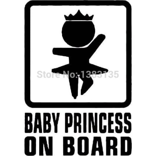 15*11cm Wholesale 50 pcs/lot Baby Princess On Board Car Sticker For Truck Window Bumper Auto Door Kayak Vinyl Decal 13 Colors