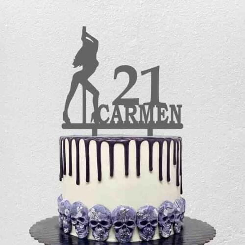 Personalized Pole Dance Cake Topper Custom Name Age Sexy Woman Pole Dancing For Pole Dance Fans Birthday Party Decoration