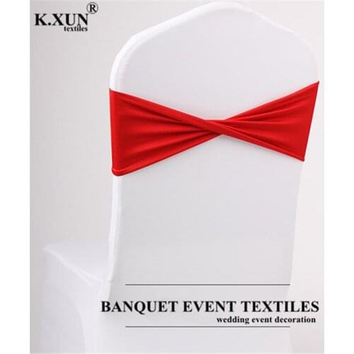 100pcs Lot Pleated Lycra Chair Band Spandex Chair Sashes Tie Bow Chair Cover Using Wedding Event Party Decoration