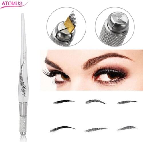 Transparent Microblading Pen Manual 3D Eyebrow Tattoo Machine Tebori Permanent Makeup Lip Tattoo Manual Pen Needle Blade